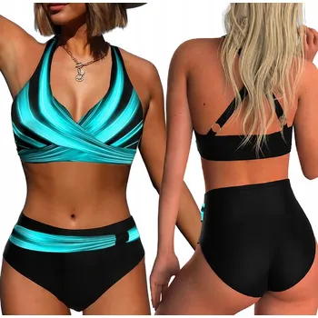 Dámské plavky DVOUDÍLNÉ PLAVKY BIKINI S VYSOKÝM PASEM KALHOTEK / L