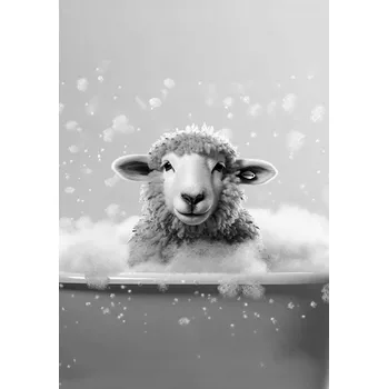Obraz PLAKÁT BEZ RÁMU do koupelny WC Toalety směšná ovce beran P2517_40x50