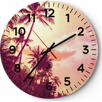 Hodiny Nástěnné hodiny do obýváku 40x40 Krajina Kulatý Skleněné hodiny Loft Tiché