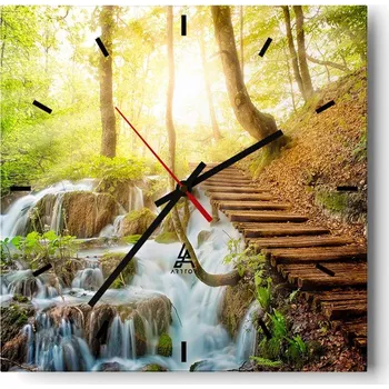 Hodiny Velké nástěnné hodiny 40x40 Krajina Skleněné hodiny Tiché