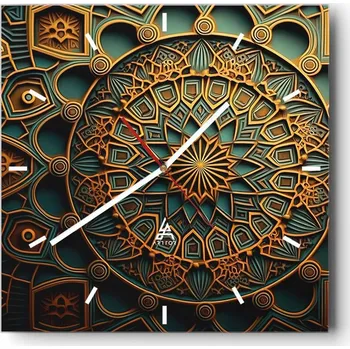 Hodiny Velké nástěnné hodiny 40x40 Mozaika Skleněné hodiny Čtvercové Tiché