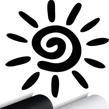 Samolepicí dekorace na vozidlo SAMOLEPKA Grafika na auto okno SPIRÁLOVÉ SLUNCE Sun KOKOPELLI 15x14