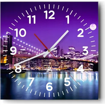 Hodiny Nástěnné hodiny do obýváku 40x40 Město Bez Hlučné Skleněné hodiny Tiché