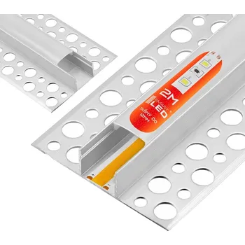 LED lišta LED hliníkový profil zapuštěný do sádrokartonu, 2m, s krytem