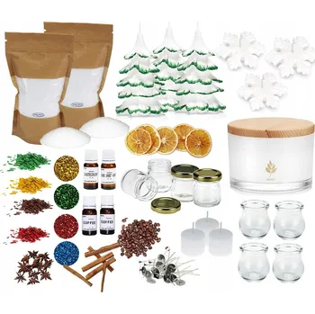 Vánoce Sada na výrobu svíček + svíčky vánoční stromky pro vánoční dekorace 3 ks