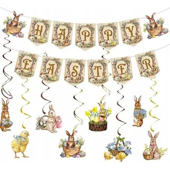Banner Girlanda Dekorace Závěsná Velikonoční Tvar Králíčků
