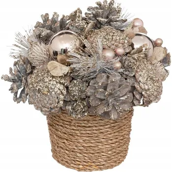 Vánoční dekorace VÁNOČNÍ DEKORACE VÁNOČNÍ BAŇKY ŠIŠKY V KVĚTINÁČI DEKORACE NA VÁNOCE ZLATÝ 19 CM