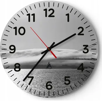 Hodiny Nástěnné hodiny do obýváku 40x40 Krajina Kulatý Skleněné hodiny Loft Tiché