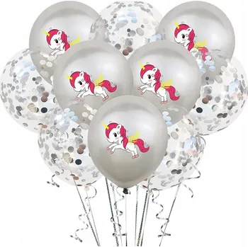 Balónek KONFETOVÉ BALÓNKY 10 Ks JEDNOROŽEC 30 cm SADA BALÓNKŮ