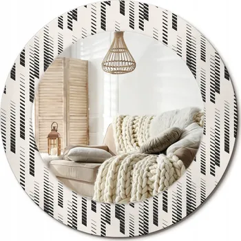 Zrcadlo Stylové kulaté zrcadlo na zeď s potiskem na skle, Vzor proužky, průměr 50 cm