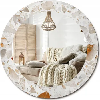 Zrcadlo Kulaté nástěnné dekorativní zrcadlo v rámu ze skla Styl teraco průměr 60 cm