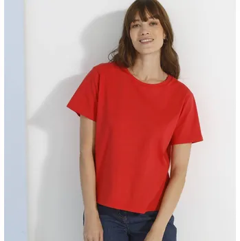 Rovné tričko s krátkými rukávy a kulatým výstřihem červená 50