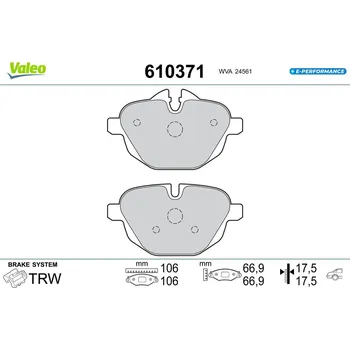 Brzdová destička Sada brzdových destiček, kotoučová brzda VALEO 610371