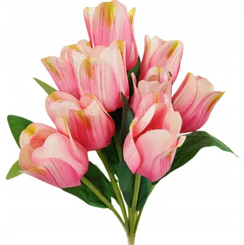 umělá květina Kytice tulipán x9 krémově růžová