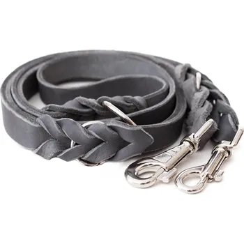 Vodítko pro psa Doggy Kožené přepínací vodítko Doggy, šedé Velikost: R3 (2 cm x 225 cm)