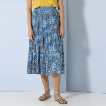 Dámská sukně Midi volánová sukně s potiskem květů modrá 42/44