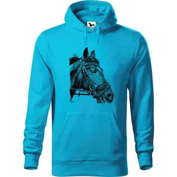 Dámská mikina Mikina - Kůň Barva: Modrá - tyrkysová (44), Velikost: L, Střih: Pánské