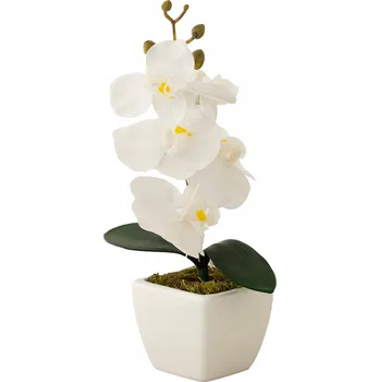 umělá květina UMĚLÁ SILIKONOVÁ ORCHIDEJ bílá dekorace do obýváku jako dárek 27 cm