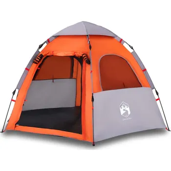 Stan OMAXI Kempingový stan kabinový 4 osoby šedý a oranžový rychloupínací 458422