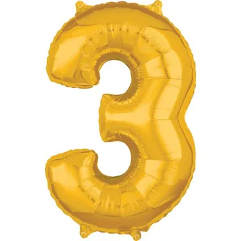 Balónek Amscan balónek fóliový narozeniny číslo 3 zlatý 66cm 3655601