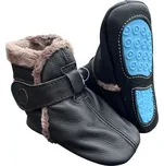 CAROZOO Kožené capáčky s gumovou podrážkou zimní černé 18-24 měsíců Černá 22,5