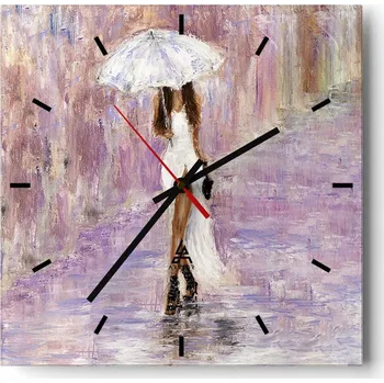 Hodiny Velké nástěnné hodiny na zeď 40x40 Žena Skleněné hodiny Čtvercové Tiché