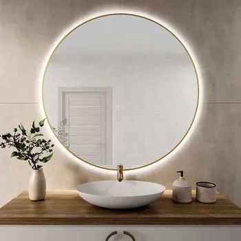 Zrcadlo Zlaté Zrcadlo Kulaté LED 80cm, Neutrální barva světla