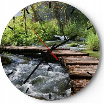 Hodiny Velké nástěnné hodiny 40x40 Krajina Skleněné hodiny Kulatý Tiché