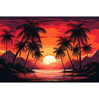 Obraz Plakát Palmy u Laguny bez rámu 60 x 40 cm