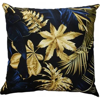 Obraz DEKORAČNÍ POVLEČENÍ 40x40 lazurové se zlatými listy