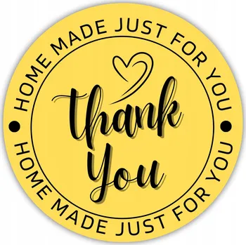 samolepka Samolepky na svíčky Thank you home made just for you - žluté, 20 kusů