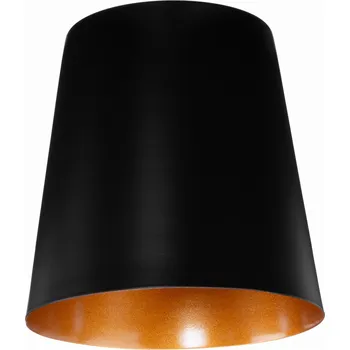 Stínidlo Kovové stínidlo černé kužel zlatý vnitřek loft E27