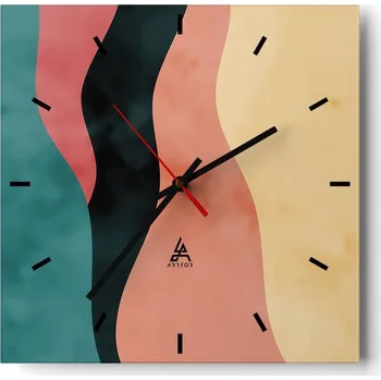 Hodiny Velké nástěnné hodiny 40x40 Abstrakce Skleněné tiché hodiny