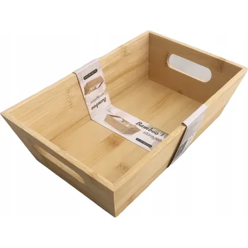 Úložný box KONTEJNER KRABIČKA KOŠÍK ORGANIZÉR KRABICE PRO SKLADOVÁNÍ BAMBUS 25 X 16