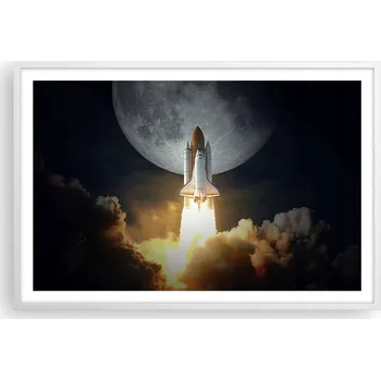 Obraz Obraz plakát v bílém rámu do obýváku 91x61 měsíc foto plakáty na zeď