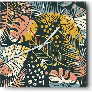 Hodiny Velké nástěnné hodiny na zeď 40x40 Grafika Skleněné hodiny Čtvercové Tiché