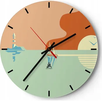 Hodiny Velké nástěnné hodiny 40x40 Abstrakce Skleněné hodiny Kulatý Tiché