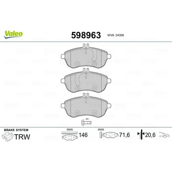 Autodíl Sada brzdových destiček, kotoučová brzda VALEO 598963