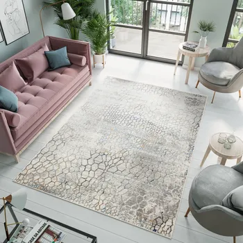 Koberec Kusový koberec Portland - mřížka 3 - bílý/modrý Rozměr koberce: 80x150 cm