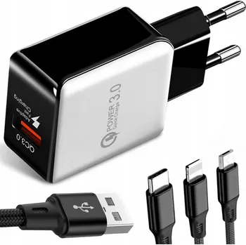 RYCHLÁ SÍŤOVÁ NABÍJEČKA QC 3.0 + KABEL 3v1