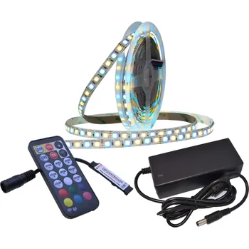 LED osvětlení SADA LED pásek RGBW+BÍLÁ 5m + napájecí zdroj + Dálkový Ovladač RF21
