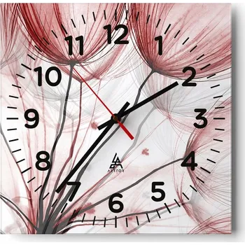Hodiny Nástěnné hodiny do obýváku 40x40 Pampelišky Tichý chod Skleněné hodiny