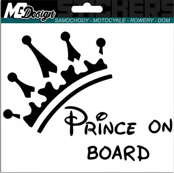 Samolepicí dekorace na vozidlo SAMOLEPKA na auto PRINCE ON BOARD KSIĄŻE 11x15