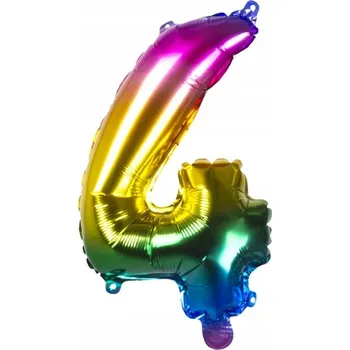 Balónek Boland fóliový balónek číslice 4 latexový duhový 36 cm