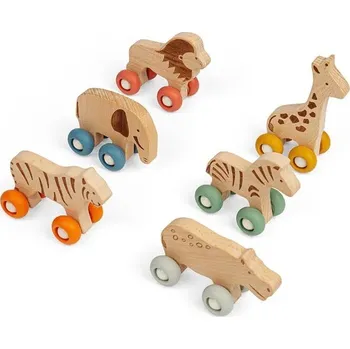 Hračka pro nejmenší Bigjigs Toys Zvířátko na kolečkách Safari 1 ks