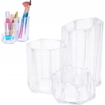 Úložný box Plastový organizér box 3x na kosmetiku, štětce a make-up doplňky 14x12 cm