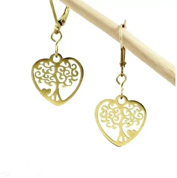 Náušnice Náušnice ocel zlatá se stromem