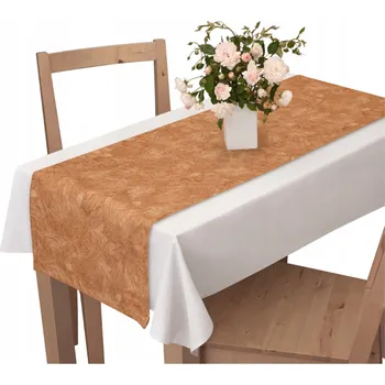 ubrus BÉŽOVÝ UBRUS NA STŮL 40X200 CM, BĚHOUN S KAMENNÝM VZOREM, ORANŽOVÝ