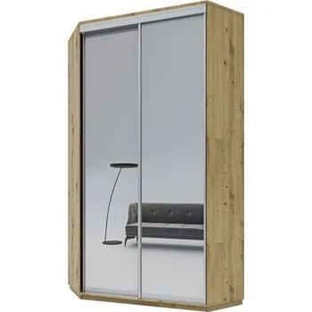 Šatní skříň Rohová skříň CORA 110×220 dub artisan/zrcadlo