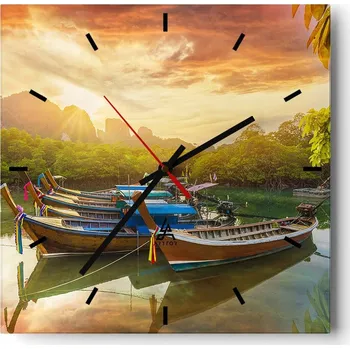 Hodiny Velké nástěnné hodiny 40x40 Krajina Skleněné hodiny Tiché